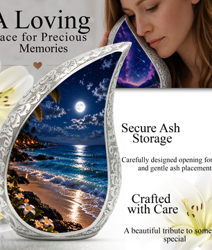 Moonlit Beach Cremation Urn for Ashes, Personalized Ocean Adult Urn