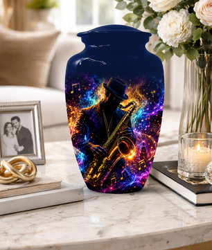 Saxophone Cremation Urn for Ashes - Personalized Jazz Memorial for Dad