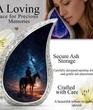 Cowboy with Stars Night Sky Cremation Urn for Adult Ashes