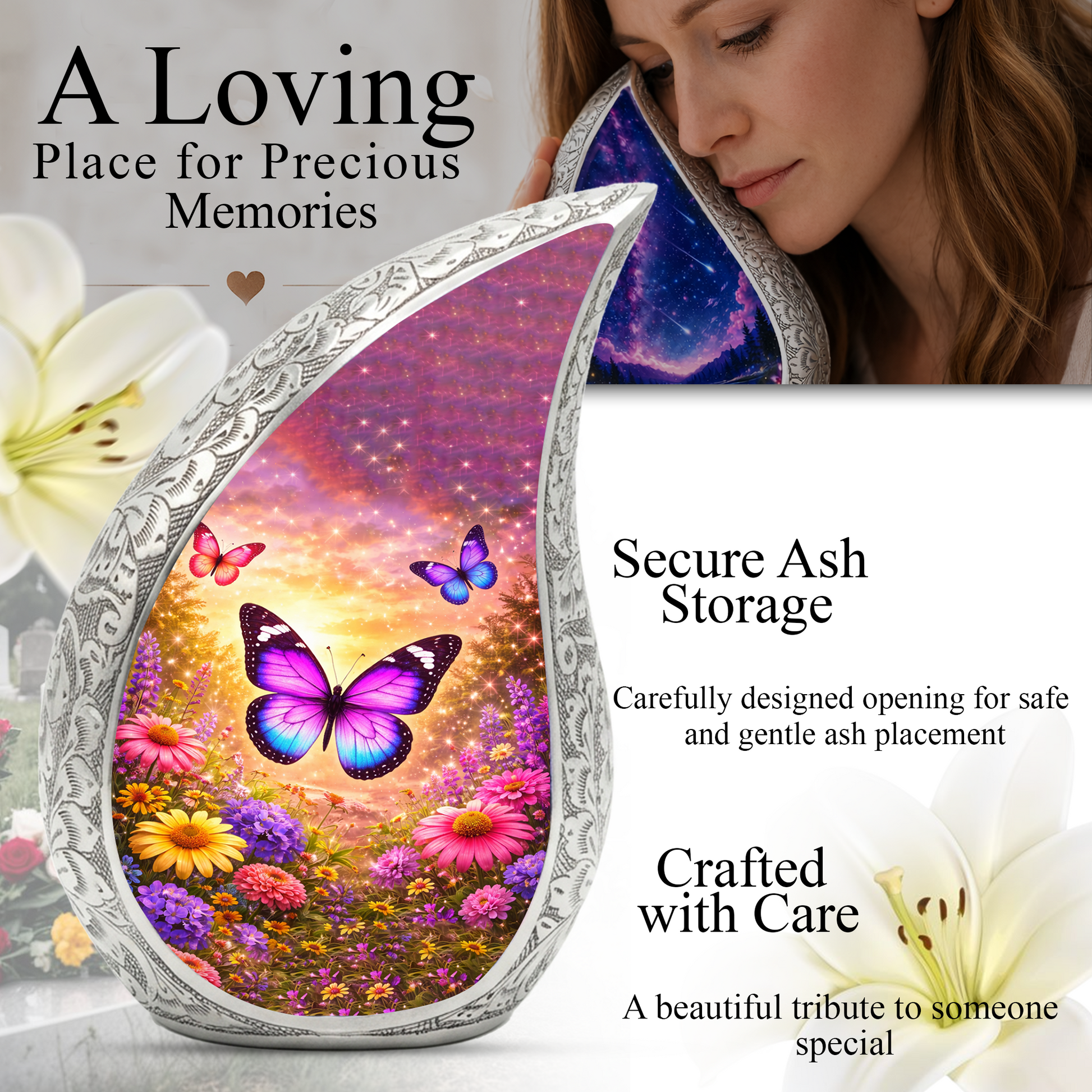 Butterfly Adult Urn for Human Ashes – Premium Butterfly Cremation Urn