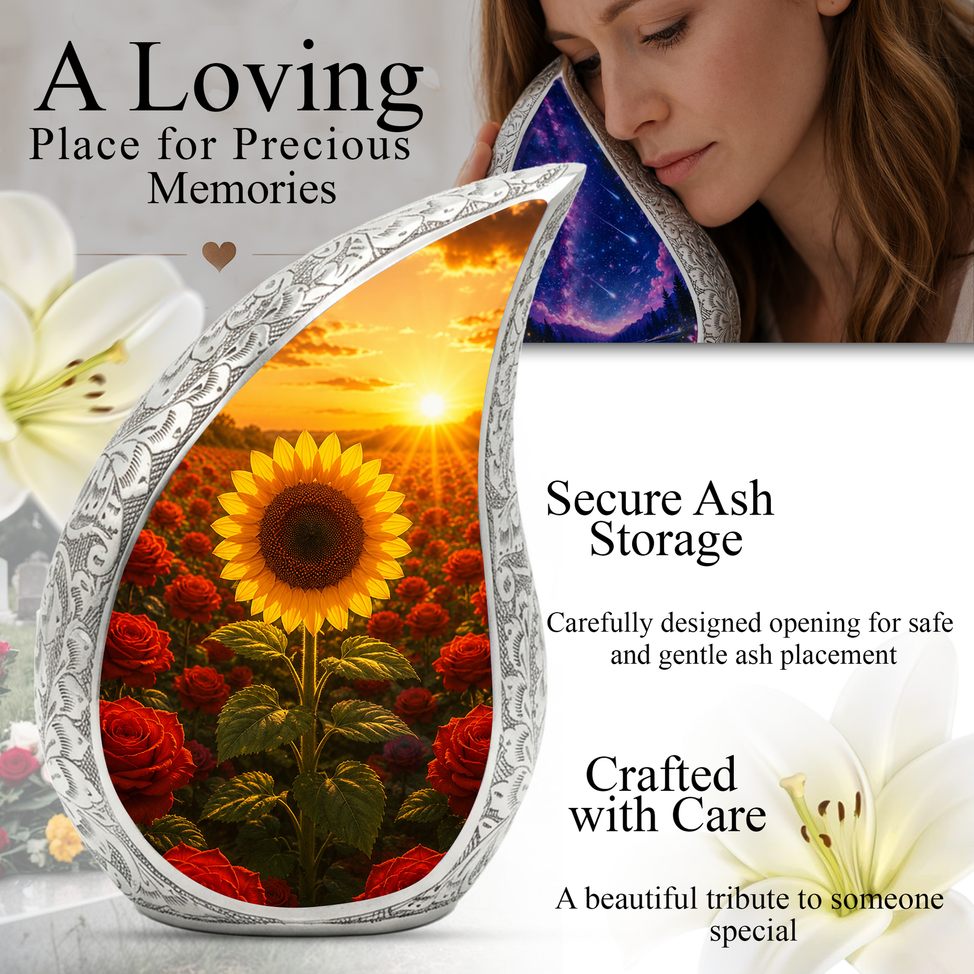 Sunflower Urn for Mom | Beautiful Cremation Urn for Women & Ashes