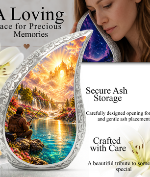Fishing Cremation Urn for Adult Ashes, Personalized Fishing Memorial Urn