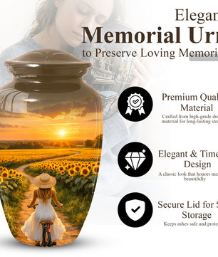 Sunflower Urn for Mom – Sunset Memorial  LargeUrn for Ashes | Beautiful Cremation Urn for Women
