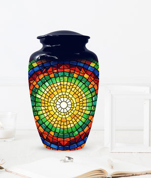 Stained Glass Memorial Urn for Ashes – Custom Rainbow Mosaic Cremation Urn for Mom& Dad - Women & Men,