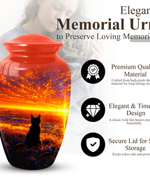 Cat Urn for Mom | Beautiful Sunset Cat Cremation  Large Urn for Mother |Funeral Keepsake