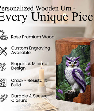 Owl Wooden Cremation Urn – Woodland Memorial Urn