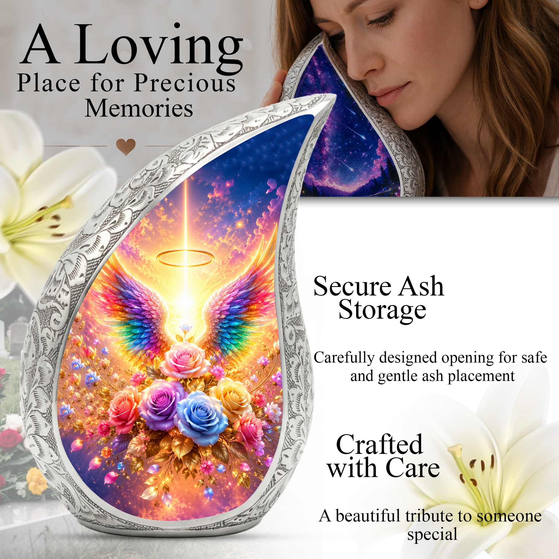 Angel Wing Urn for Adult Ashes | Elegant Adult Cremation Urn | Urns for Adult Ashes