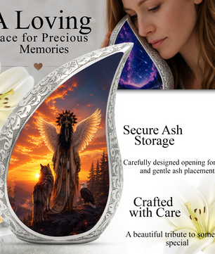 Native Wolf Cremation Urn for Mom – Beautiful Adult Female Memorial Urn for Human Ashes