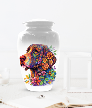 Personalized Dog Cremation Urn for Ashes | Custom Pet Memorial Urn | Colorful Floral Dog Urn |