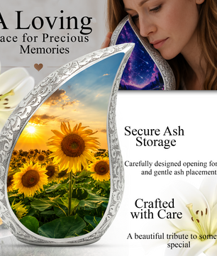 Sunflower Urn for Human Ashes | Beautiful Sunflower Cremation Urn for Mom & Women