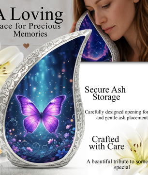 Purple Butterfly Urn for Human Ashes | Urn for Mom | Butterfly Memorial Urn