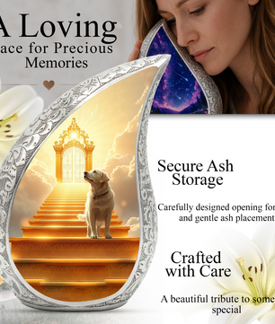 Personalized Dog Cremation Urn – Teardrop Style Aluminum Pet Memorial Urn, 10 Inch