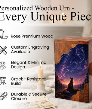 Fox Memorial Wooden Cremation Urn – Wooden Urn for Human Ashes