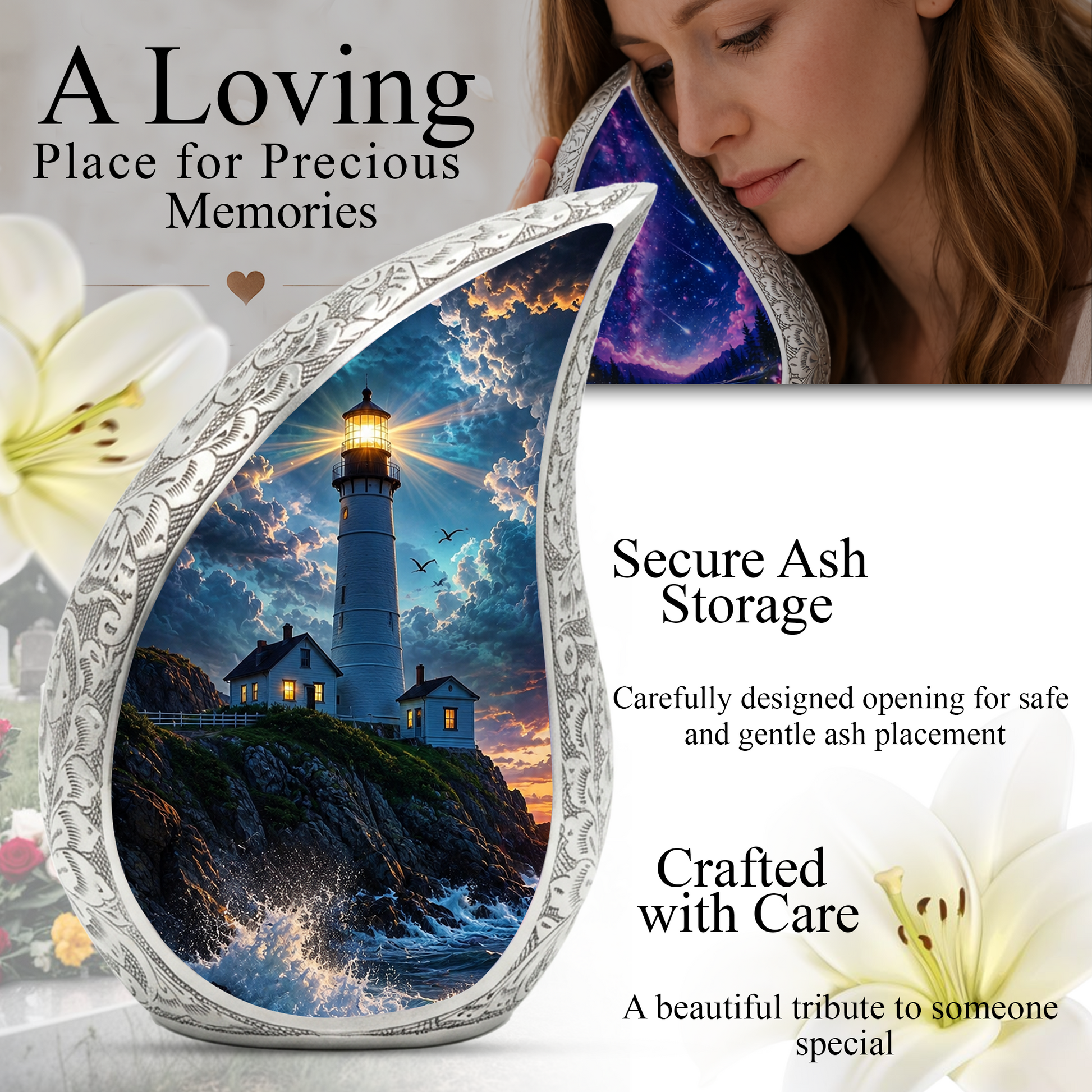 Lighthouse Urn for Human Ashes | Adult Cremation Urn & Memorial Urns for Adults