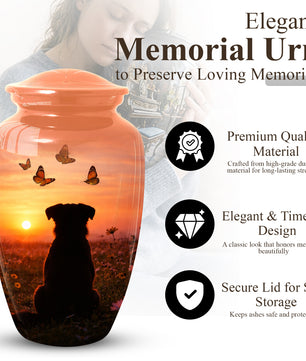 Dog Memorial Urn for Mom | Sunset Pet Memorial Cremation Large Urn - Keepsake Urn For Ashes