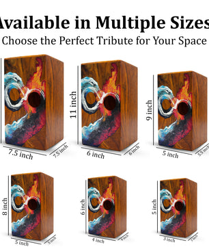 Infinity Ocean Wooden Urn For Ashes - Custom Fire Wood Keepsake Urns Box