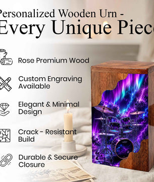 Drummer Wooden Cremation Urn – Aurora Memorial Urn
