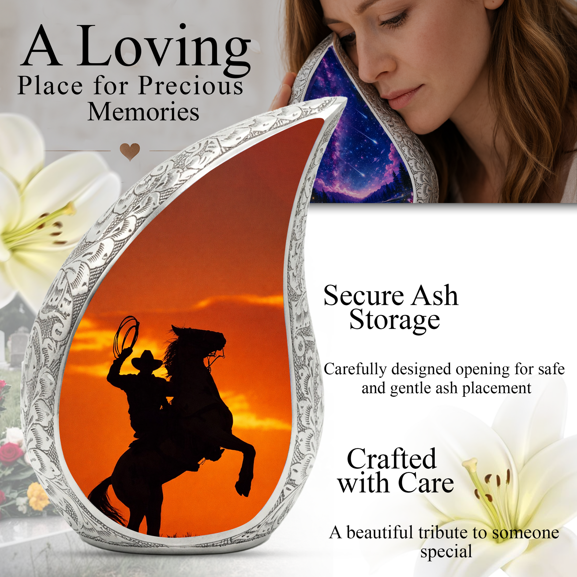 Cowboy Urn for Dad, Personalized Western Memorial