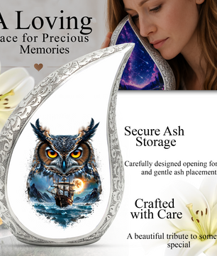 Owl Cremation Urn for Dad – Personalized Adult Cremation Urn for Ashes | Nautical Memorial Urn for Father