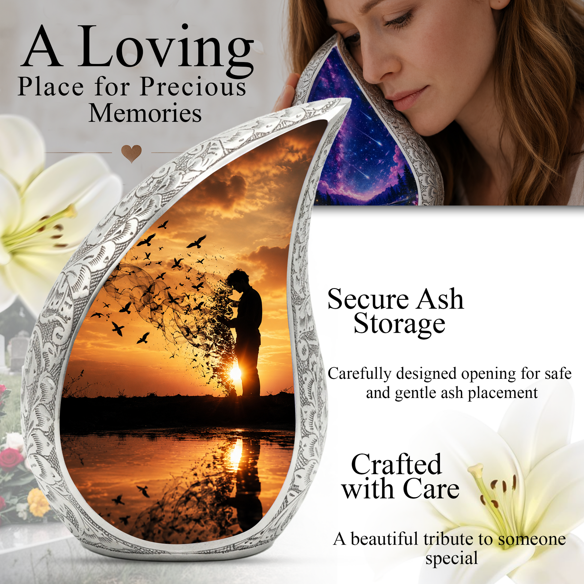 Sunset Memorial Urn for Human Ashes | Beautiful Sunset Cremation Urn