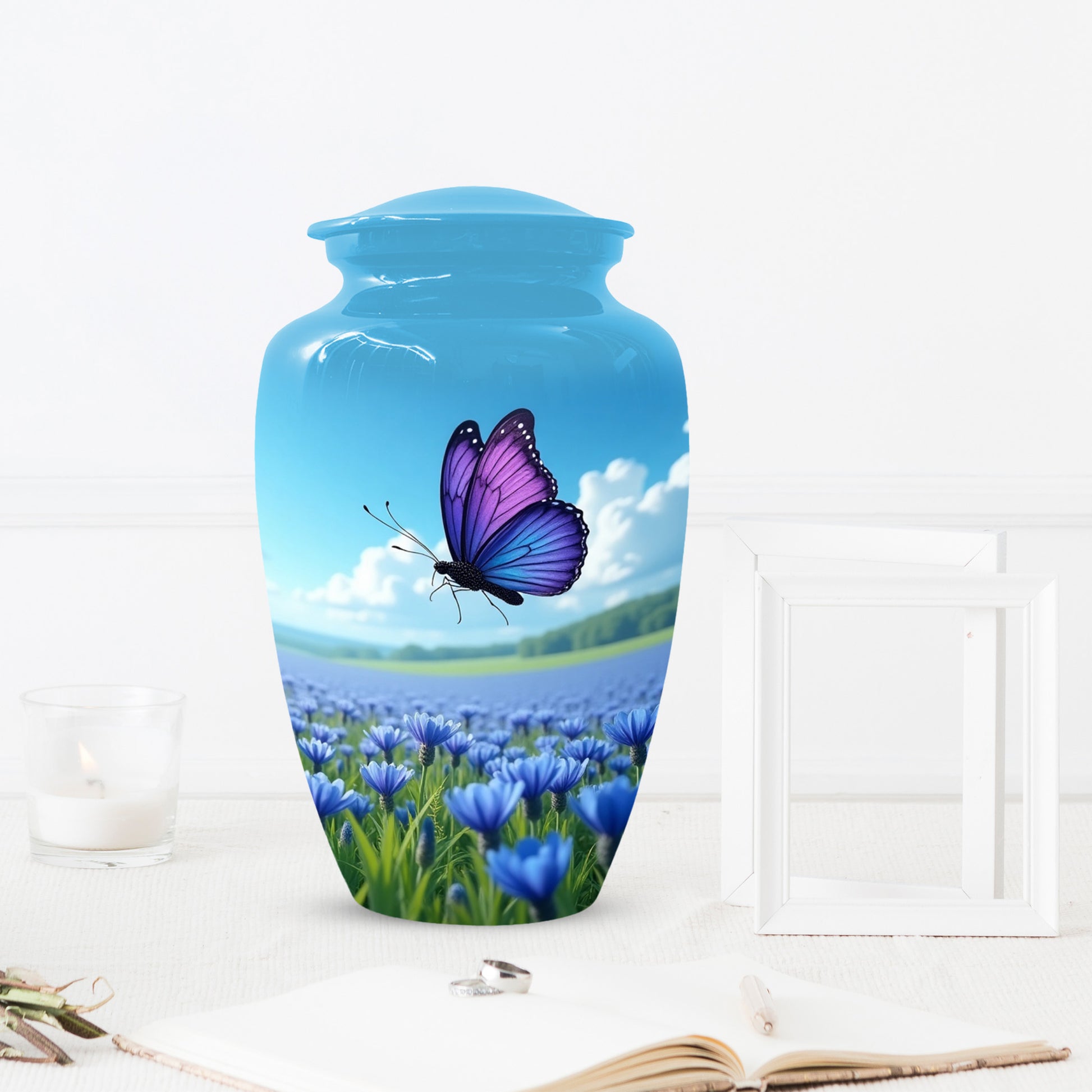 Purple Butterfly Urn for Human Ashes | Elegant Purple Butterfly Cremation Urn for Adult Memorial