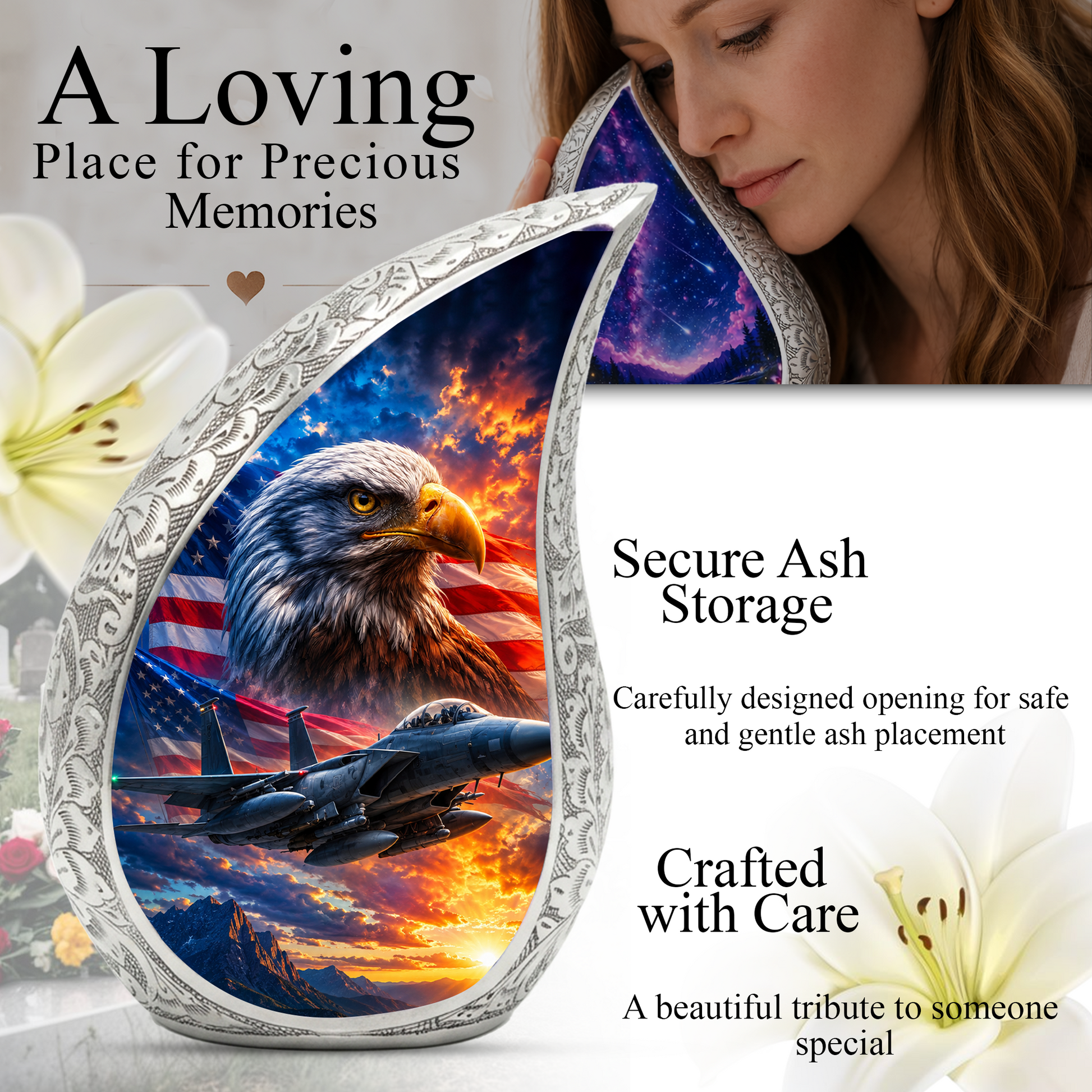 Eagle Urn for Human Ashes | Patriotic Adult Cremation Urn | Eagle Memorial Urn for Adult Ashes, Men & Women
