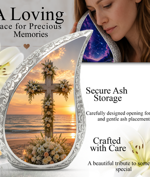 Cross Beach Urn for Human Ashes | Wooden Ocean & Beach Cremation Urn