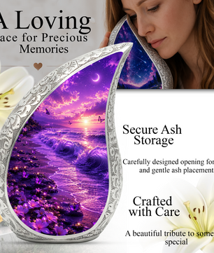 Purple Ocean Beach Cremation Urn for Adult Ashes