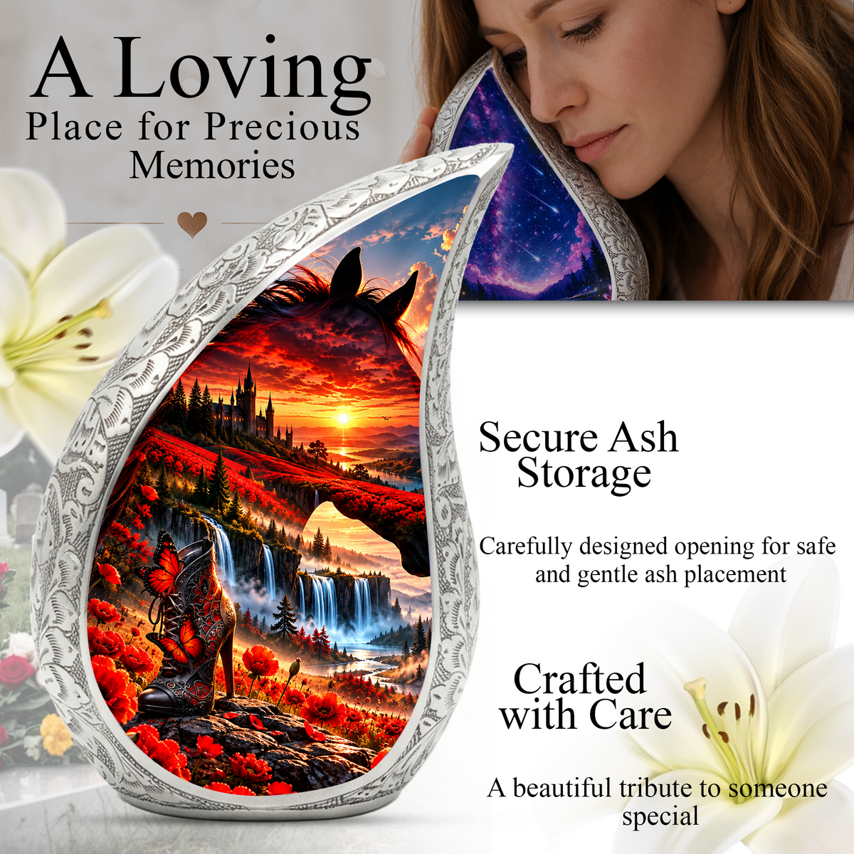 Horse Cremation Urn for Ashes, Horse Memorial Urn, Equestrian Adult Urn, Horse Lover Cremation Urn