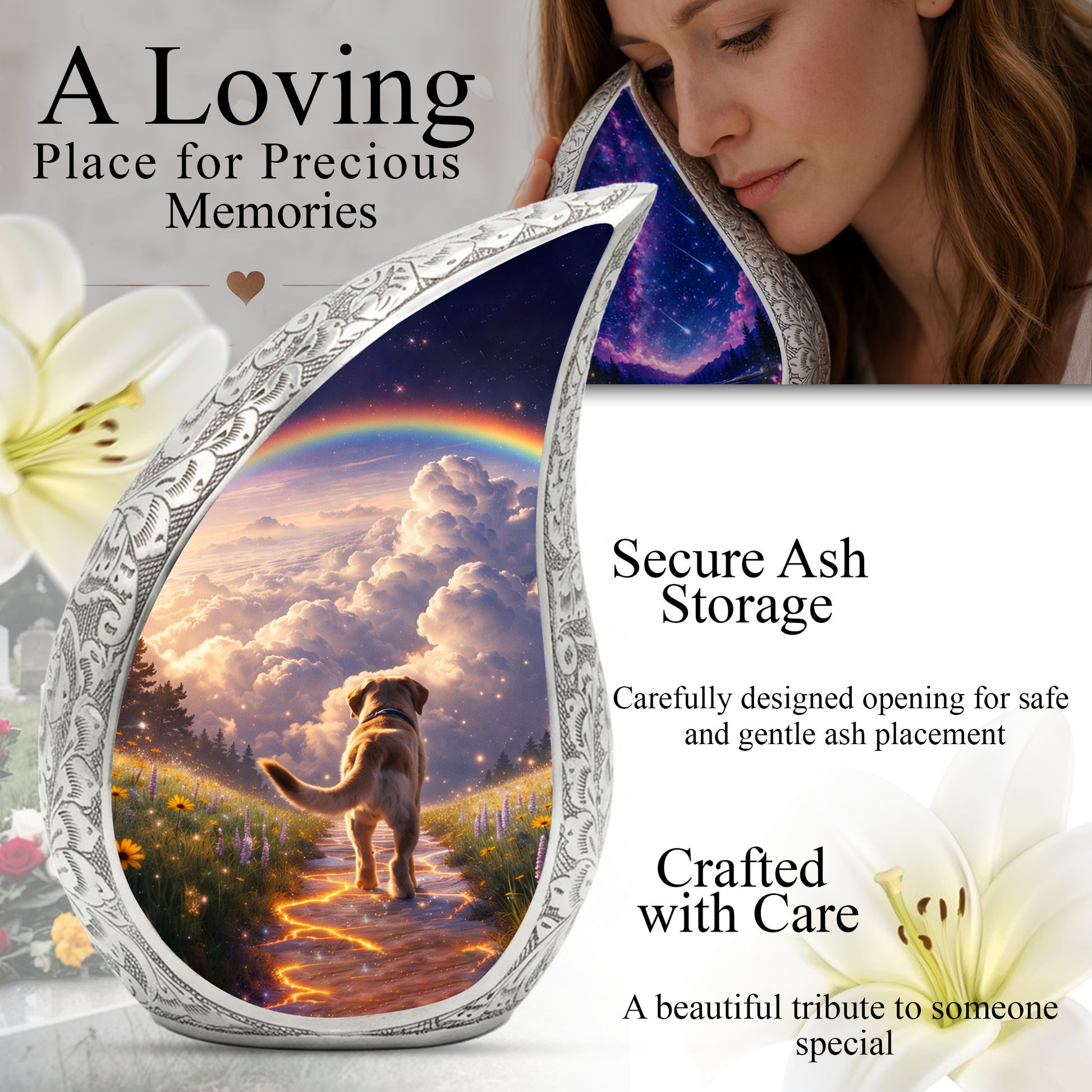 Dog Heaven Urn for Human & Pet Ashes – Personalized Dog Heaven Cremation Urn