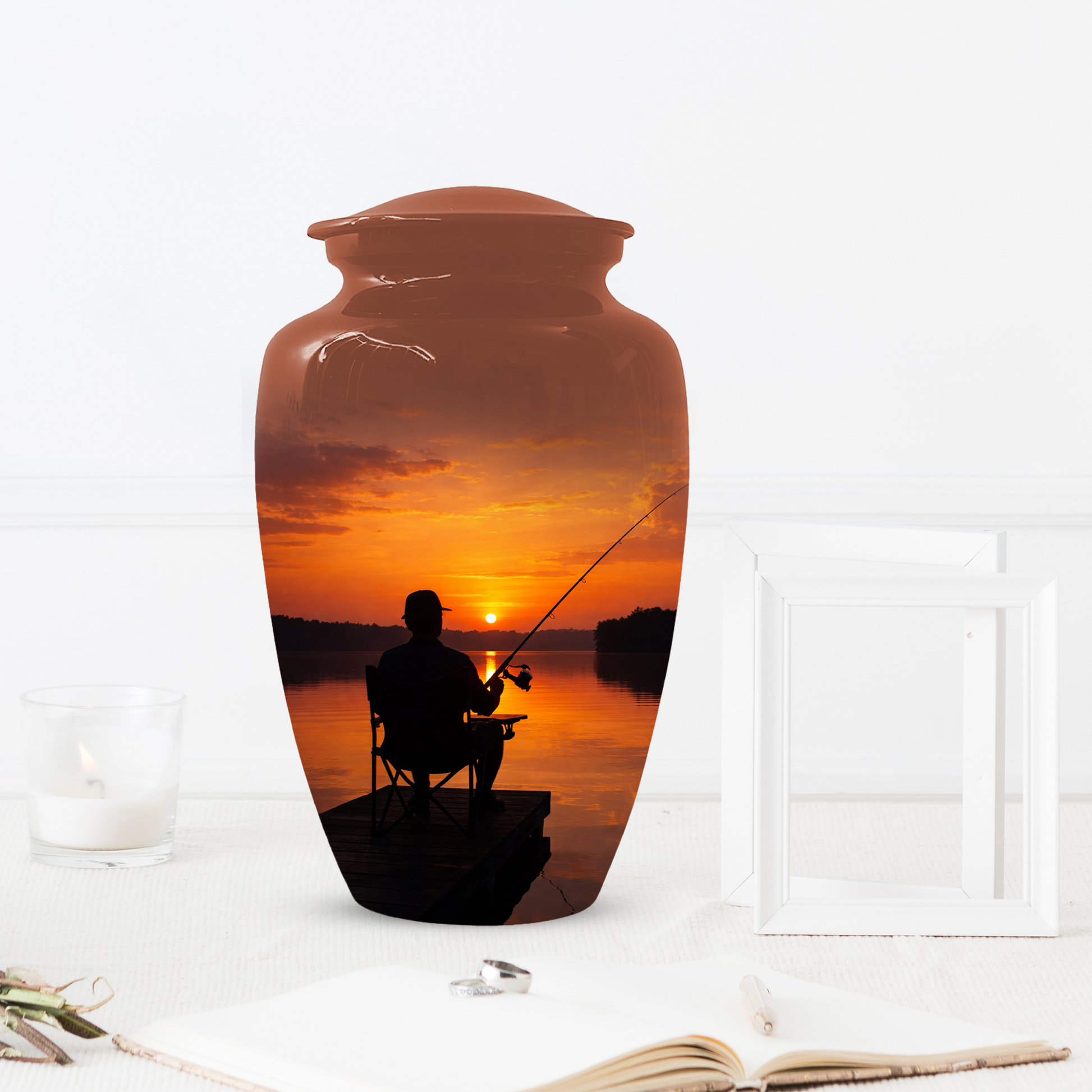 Fishing Cremation Urn for Dad | Personalized Gone Fishing Urn for Human Ashes