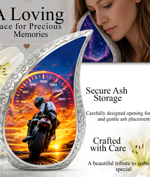 Motorcycle  Sunset Cremation Urn for Dad – Adult Urn for Ashes, Memorial Urn for Father