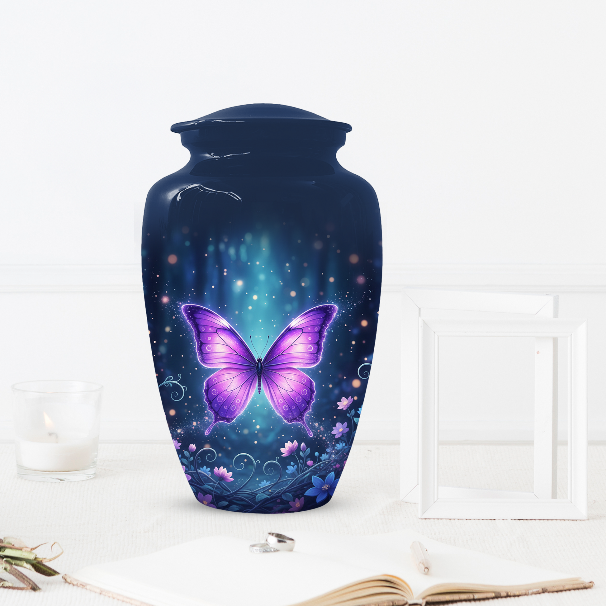 Purple Butterfly Urn for Ashes, Custom Butterfly Cremation Urn