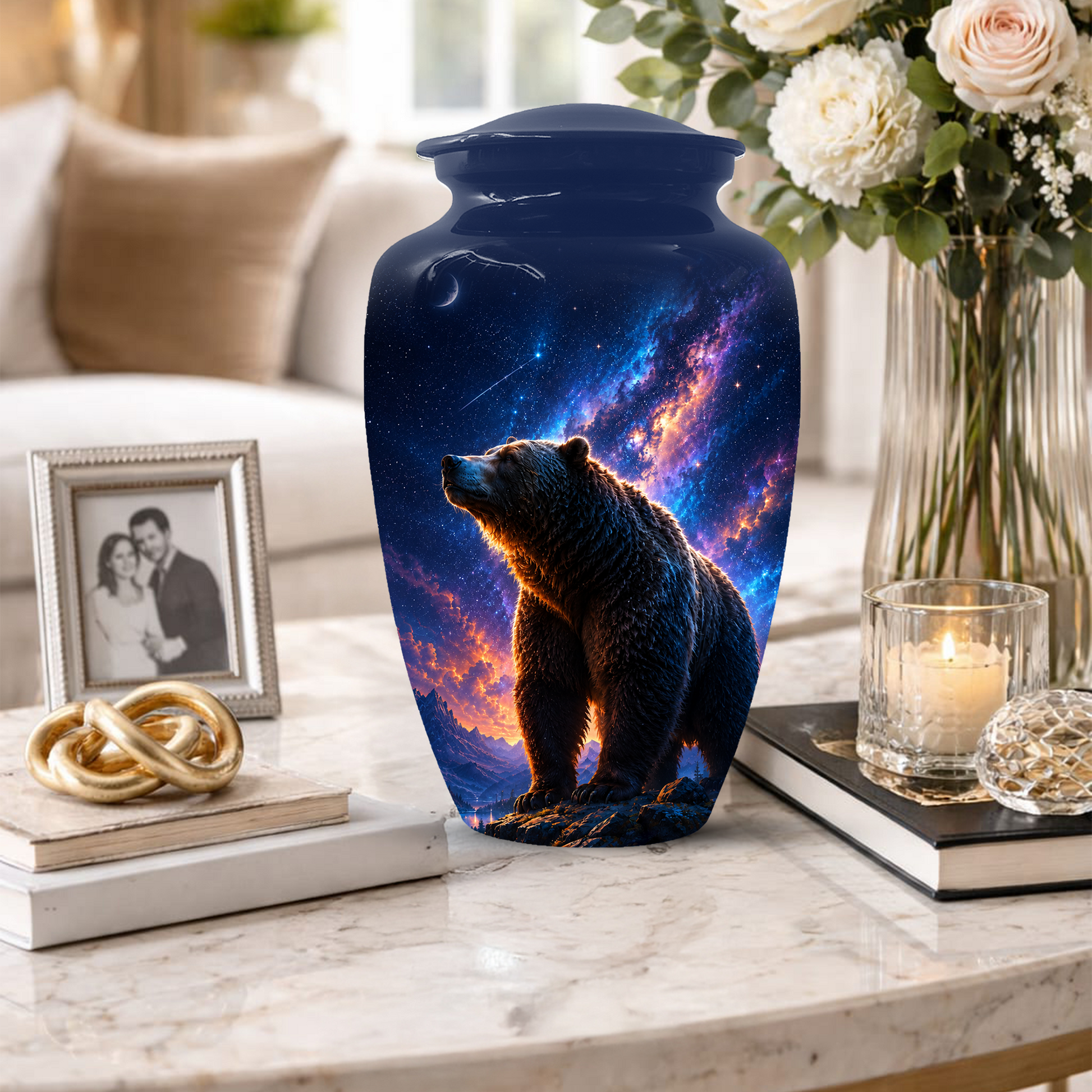 Bear Cremation Urn for Dad Ashes - Wildlife Memorial Extra Large Keepsake Urns