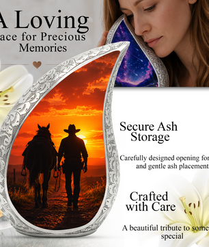Cowboy Urn for Dad Ashes | Western Cremation Urn for Men | Cowboy Memorial Urn for Adult Male
