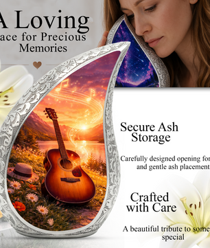 Guitar Lake Adult Urn for Human Ashes – Premium Guitar Cremation Urn