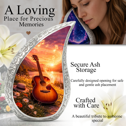 Guitar Lake Adult Urn for Human Ashes – Premium Guitar Cremation Urn