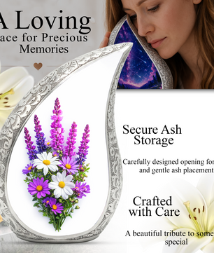 Personalized Flower Urn for Mom, Beautiful Cremation Urn for Women