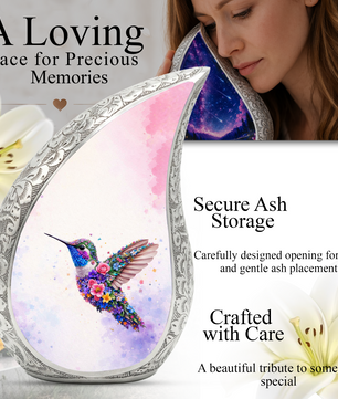 Beautiful Pink Hummingbird Cremation Urn for Adult Ashes