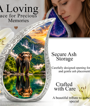 Elephant Cremation Urn for Dad - Wildlife Memorial Keepsake for Ashes