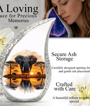 Personalized Urn for Dad, Elephant Memorial Adult Cremation Urn