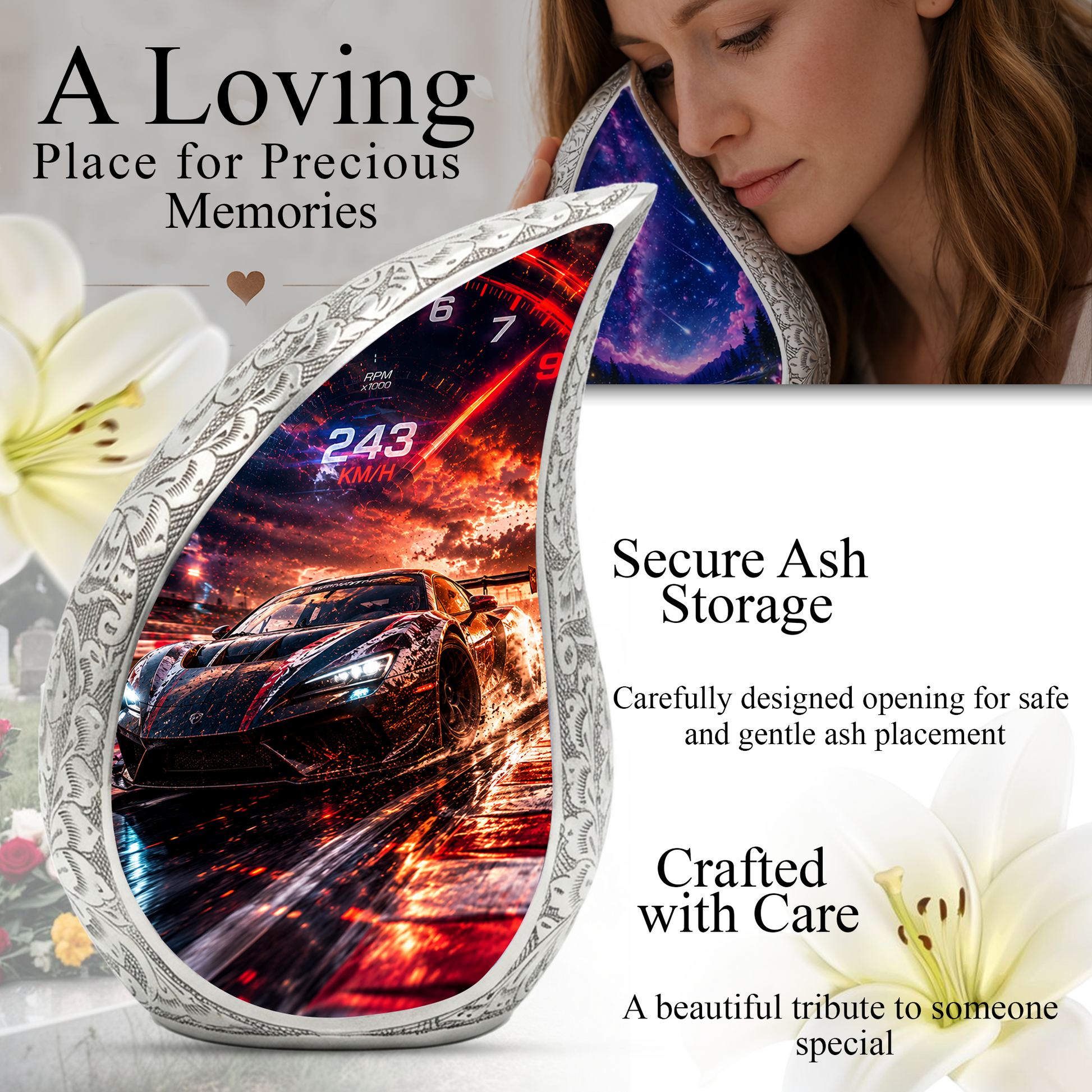 Sports Car Urn for Adult Ashes | Adult Cremation Urn for Men & Dad