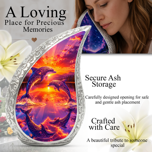 Dolphin Memorial Urn for Mom – Personalized Funeral Urn for Human Ashes | Beautiful Cremation Urns for Women