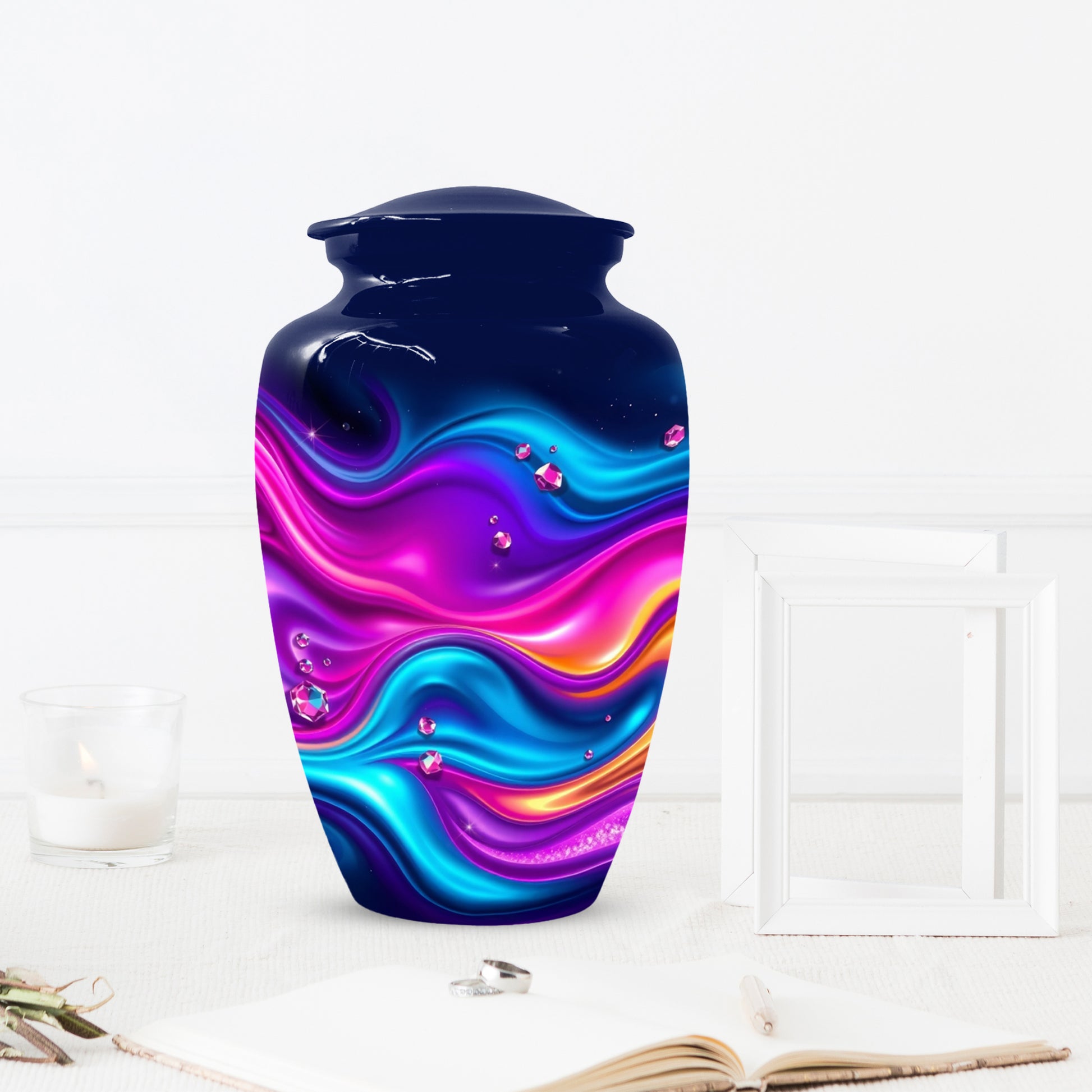 Abstract Wave Urn for Dad – Custom Keepsake Cremation Urn for Ashes