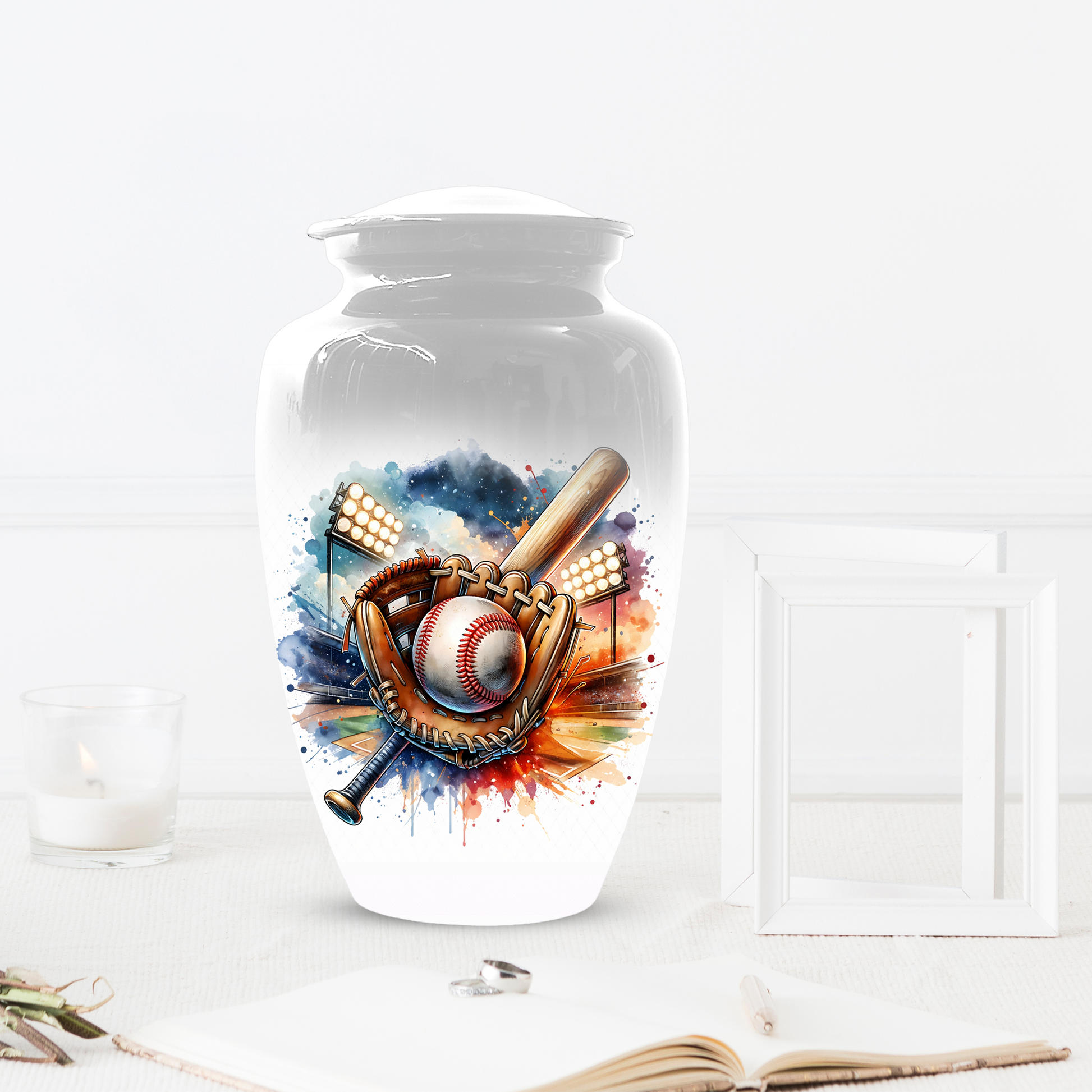 Personalized Baseball Urn for Ashes, Baseball Memorial Urn