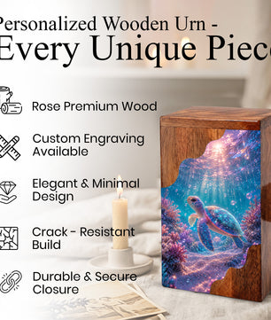 Sea Turtle Wooden Cremation Urn – Wooden Urn for Human Ashes