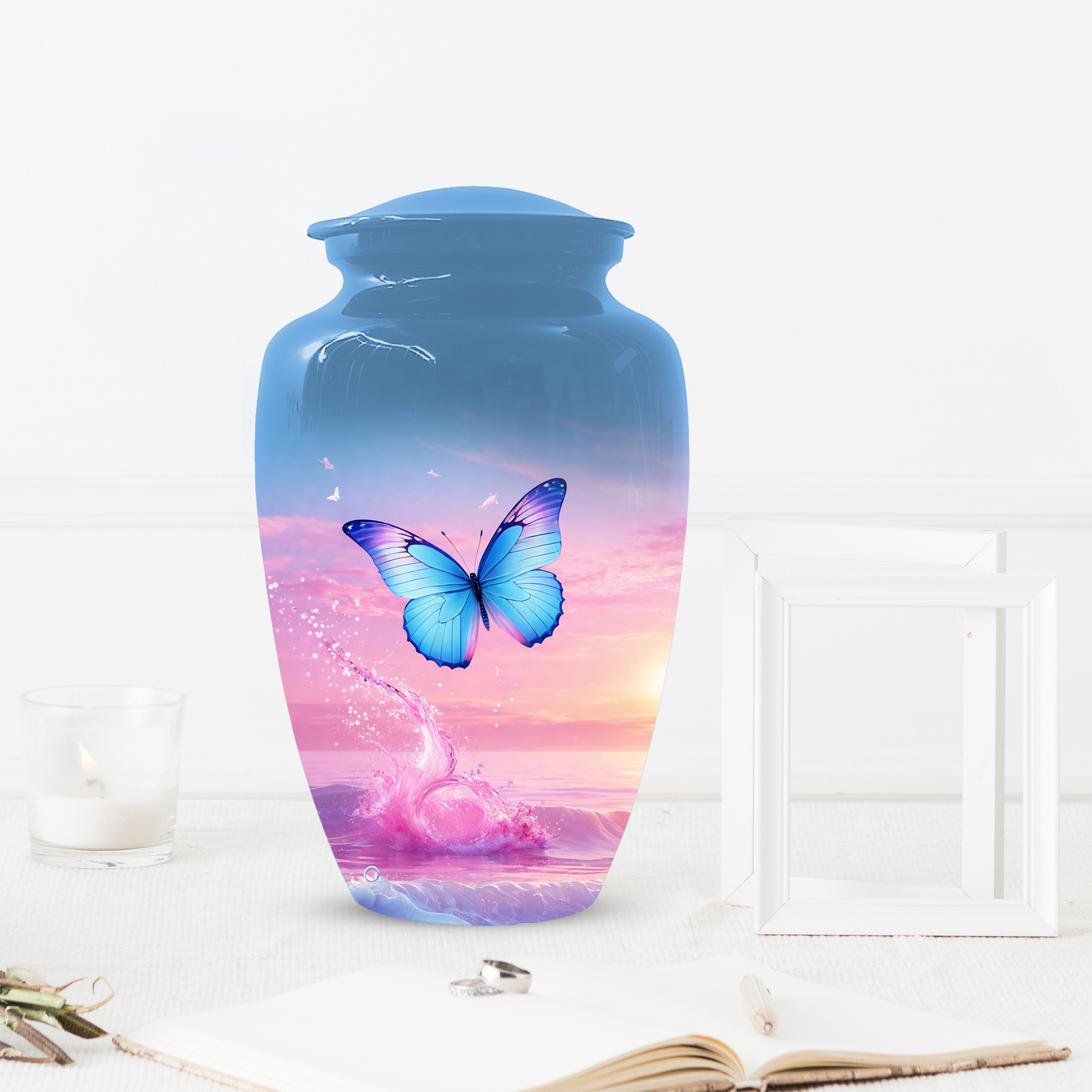 Butterfly Cremation Urn for Ashes | Blue Butterfly Memorial Urn for Mom