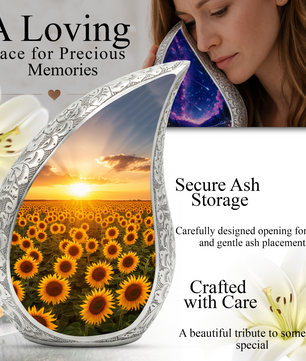Sunflower Urn for Mom | Sunflower Urn for Human Ashes | Adult Cremation Urn
