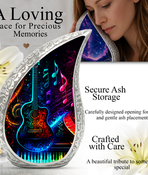 Colorful Music Guitar Cremation Urn for Adult Ashes