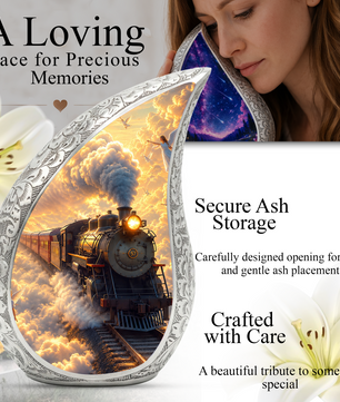 Steam Train Urn for Adult Ashes | Adult Cremation Urn | Memorial Urn for Human Ashes